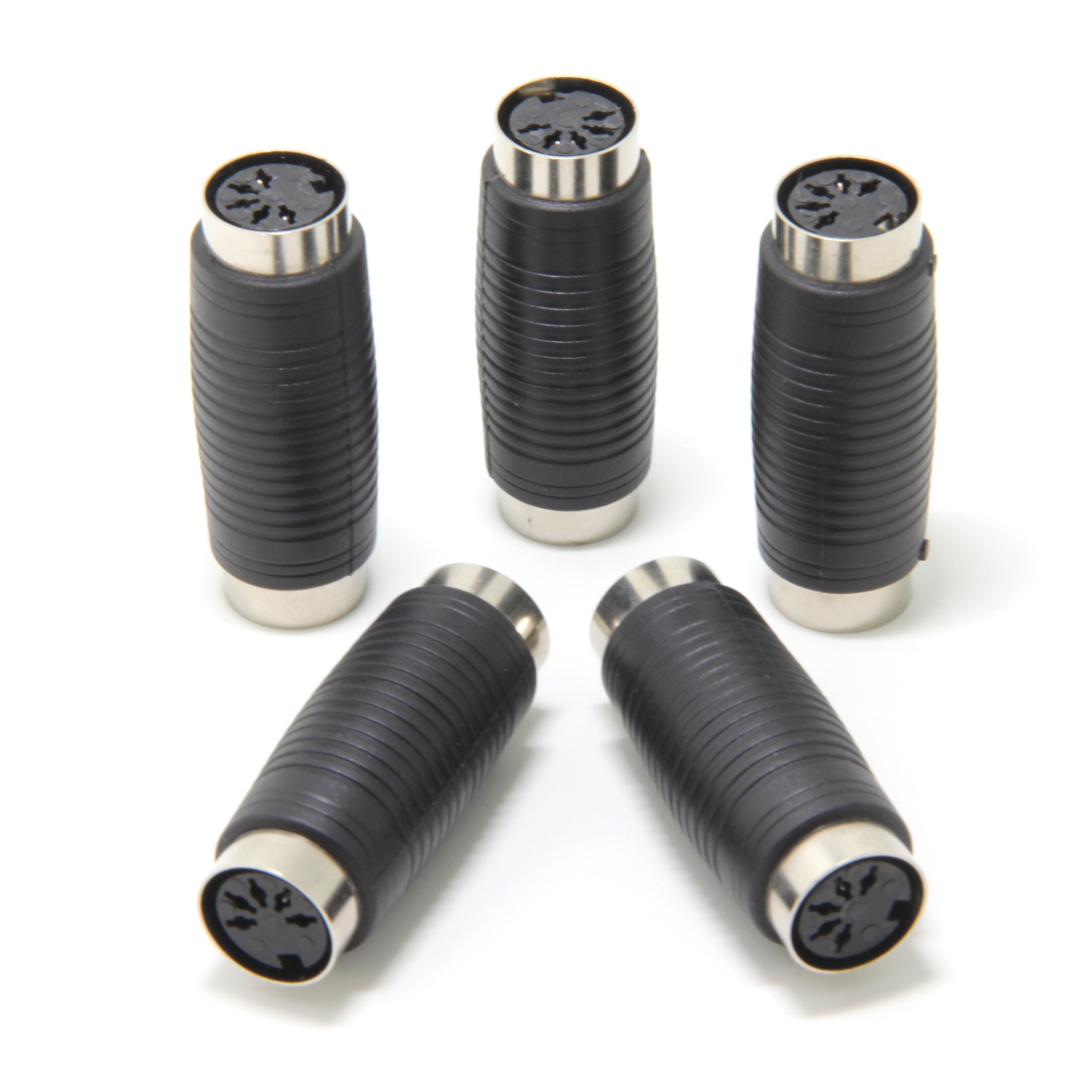 Ancable 5-Pack 5-Pin Female DIN to Female DIN MIDI Coupler Joiner Adapter, MIDI Cable Adapter, 50x18mm, Black, Indoor Use, Musical Instrument Compatible