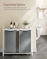 VASAGLE 2-Compartment Laundry Hamper with Shelf 92 L Slate Grey White BLH201W11 view 3