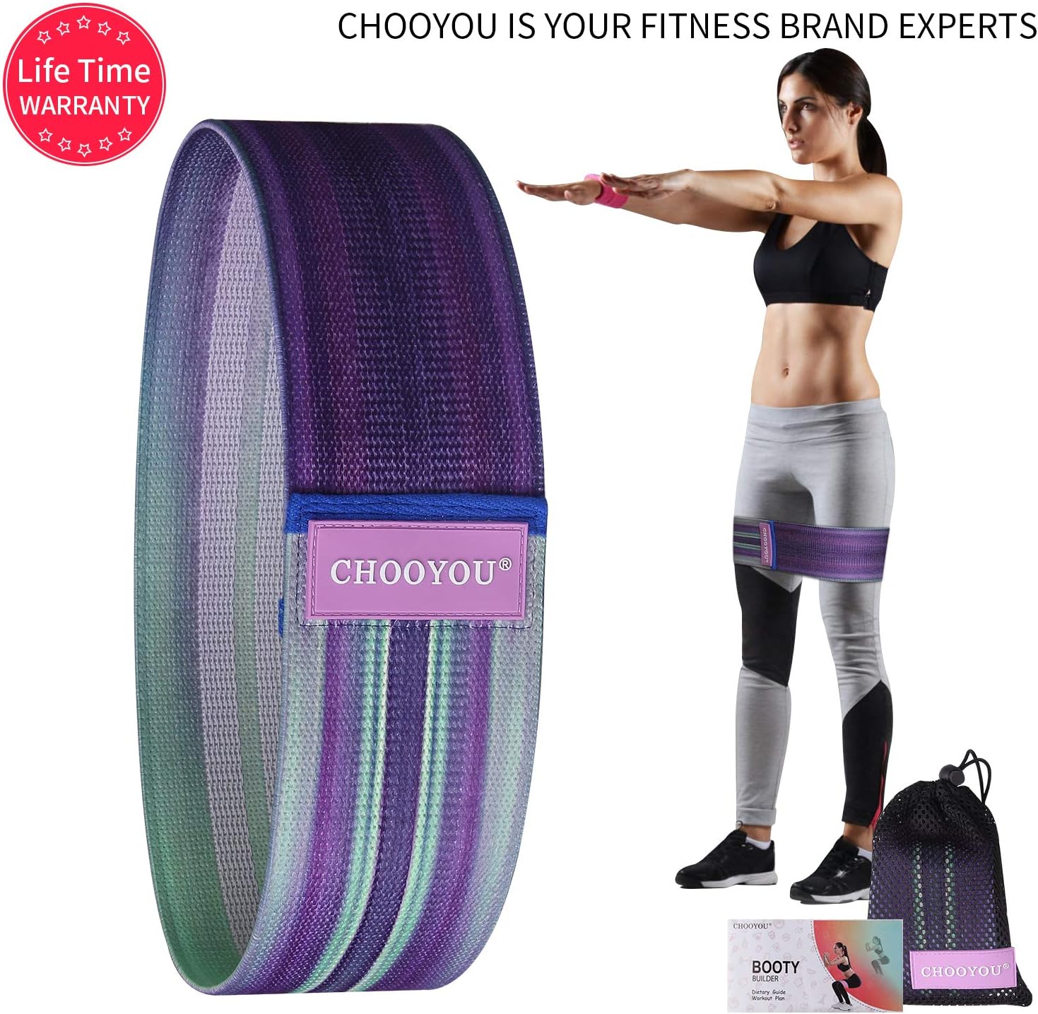 CHOOYOU Fabric Soft Non Slip Hip Fitness Bands for Booty Resistance Exercise Workout Bands for Women & Man,Sets of 3,Perfect Resistance Loop Circle Exercise for Legs,Squats,Butt,Glutes
