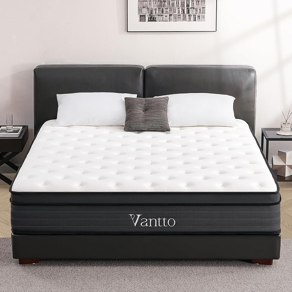 Vantto King Size Mattress, 12 Inch Hybrid Memory Foam Mattress in a Box or Pressure Relief, Motion Isolation, CertiPUR-US