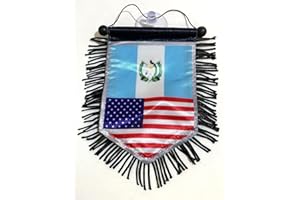 PRK 14 Guatemala American mini banner sports flag for car and home decoration door window wall small flag hanging decor accessories sticks to glass quick easy (Guatemala USA 01)