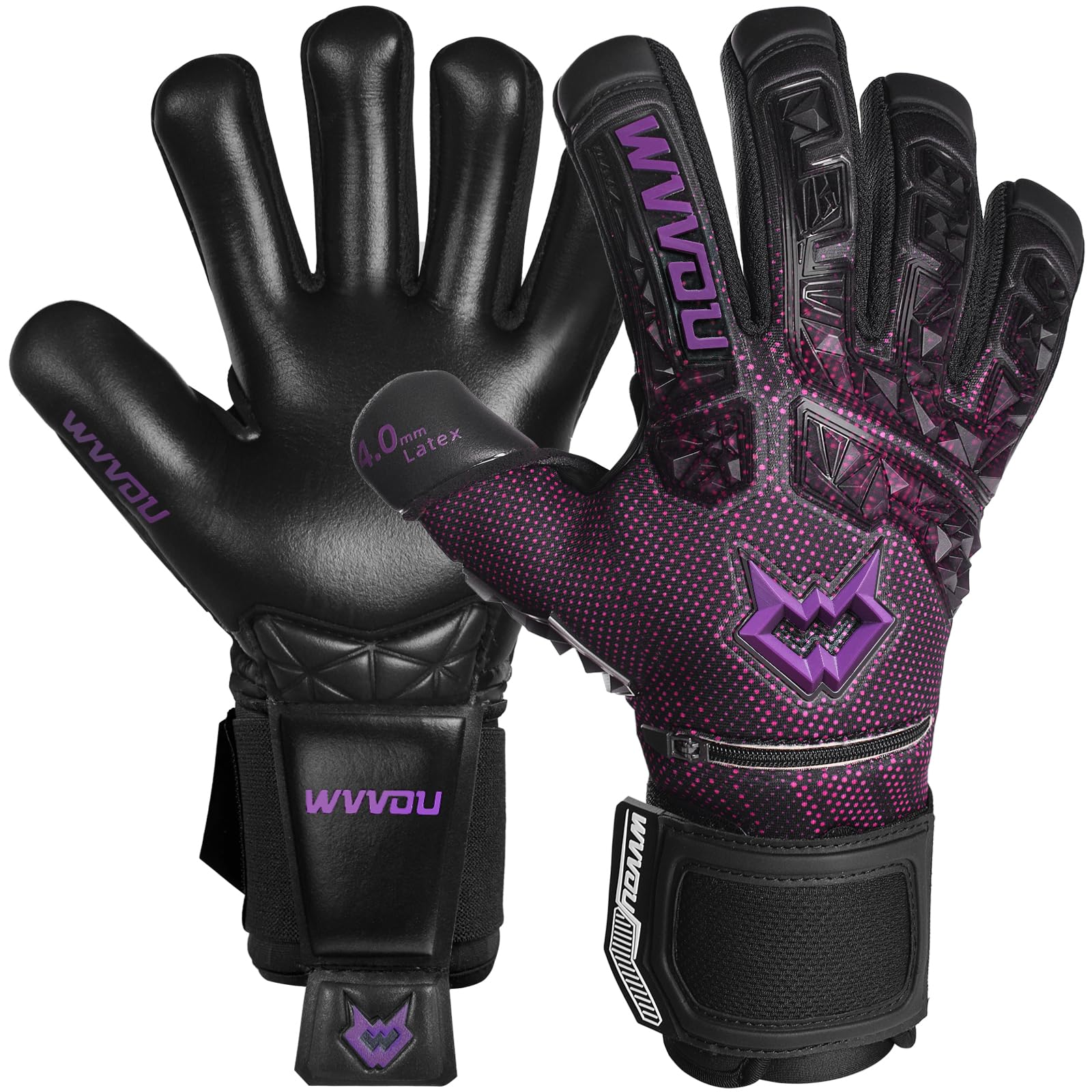 Photo 1 of WVVOU Soccer Goalie Gloves for Adults and Youth, High Performance Goalkeeper Gloves with 5 Detachable Finger Saves, Soccer Gloves with 4mm Sticky Latex Palm