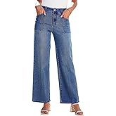 Astylish Women‘s High Waisted Straight Leg Jeans Stretchy Wide Leg Jeans Trendy Denim Pants