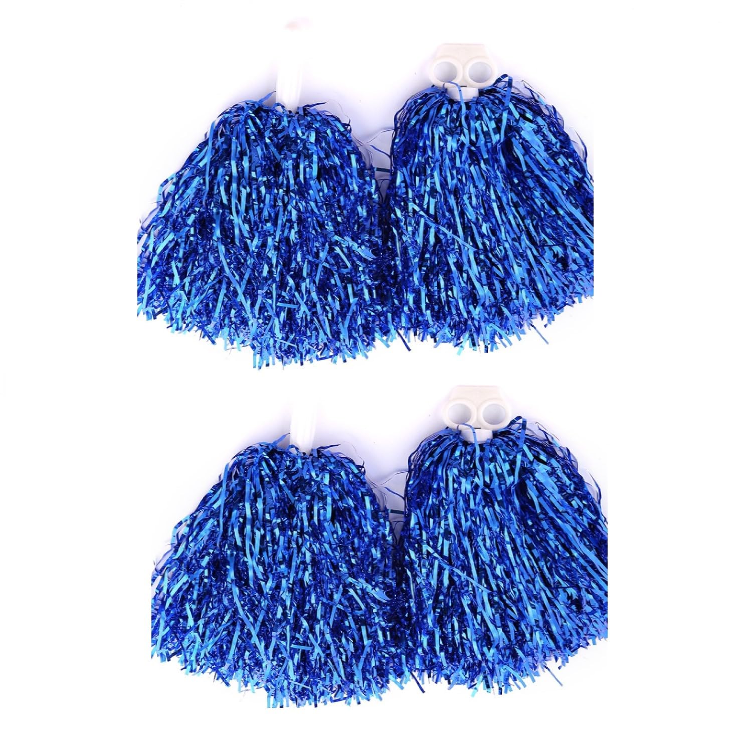 HIXNUG 2 Pairs Cheerleading Poms Plastic Hand Flower Football Basketball Cheering Props Cheer Dance Decoration for Sports Competition Festival Celebration Masquerade Ball Party (Blue)
