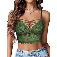 SweatyRocks Women's Spaghetti Strap Crop Top Criss Cross Camisole