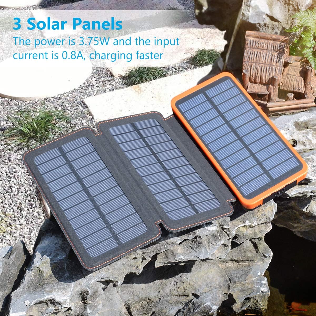 Solar Charger 24000mAh, FEELLE Solar Power Bank with 2 USB Ports Waterproof Portable External Battery Compatible with Smartphones, Tablets and More