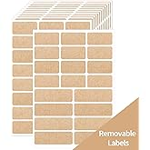 Kraft Label Stickers Removable Writable Gift Labels, Self-Adhesive Brown Labels for Essential Oil Bottle, Jars, Food Storage or Gift Decoration (2 Size, 300 Sheet)