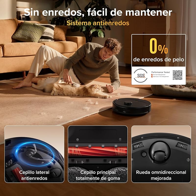 Qrevo S Pro Set Robot Aspirador (Versión Mejorada del QV 35A) Succión de 18500 Pa, Base Todo en Uno, 2,7L Bolsa para Polvo, Sistema antienredos, Evitación de Obstáculos, Negro