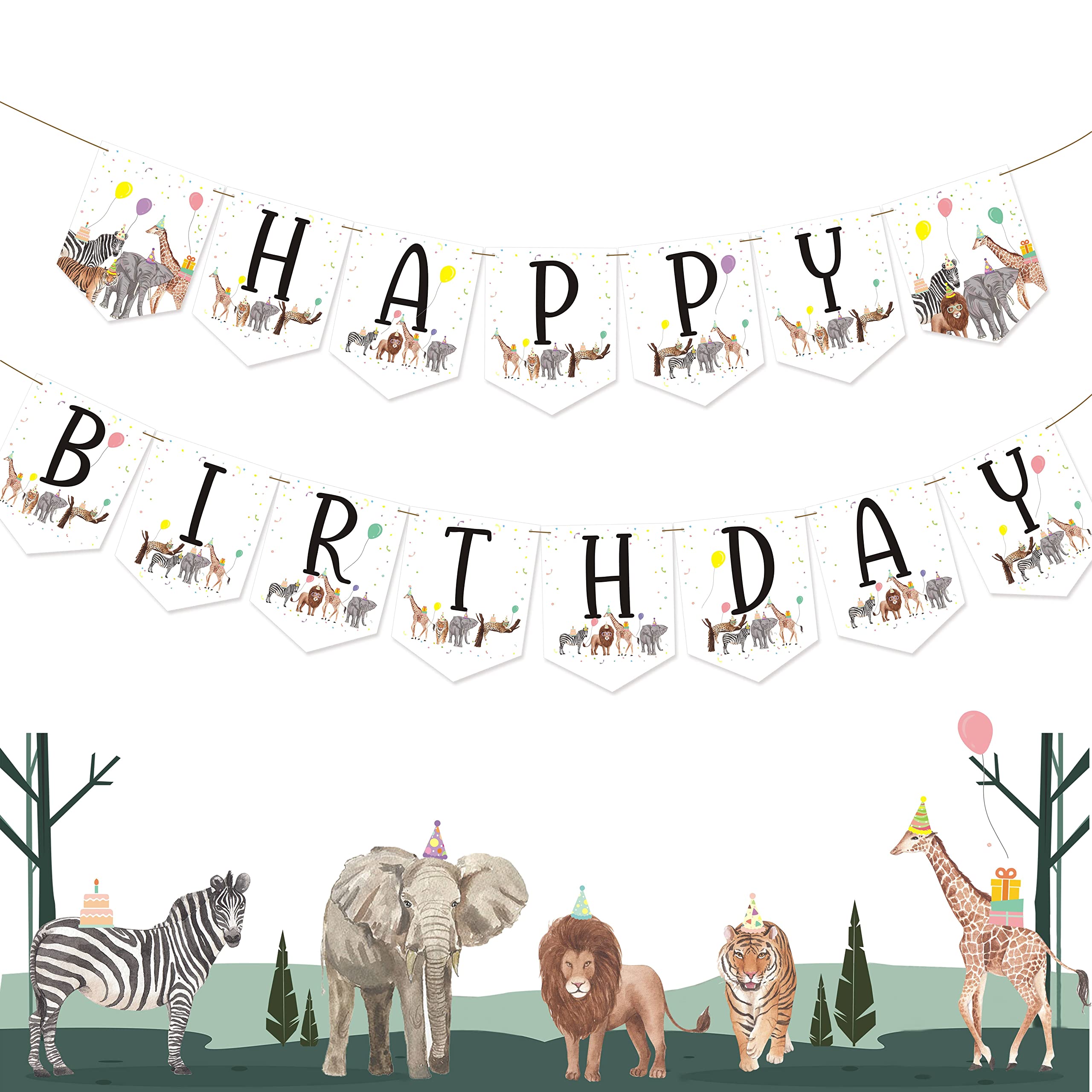 Safari Animal Happy Birthday Banner – Multi-Color Jungle Banner With Elephant, Lion, Giraffe, 4.9ft HAPPY, 5.2ft BIRTHDAY, Perfect For Wild-Themed Kids Parties - View #8