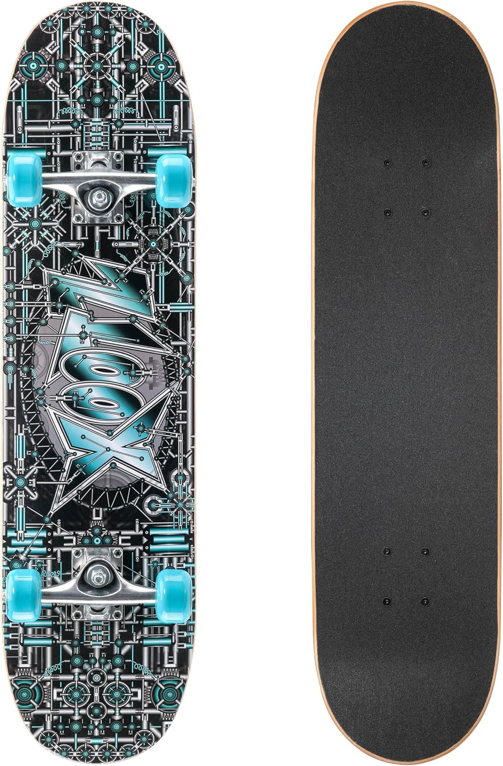 Xootz Kids Skateboard 31 inch Double Kick Maple Deck 9 Ply Trucks 5c