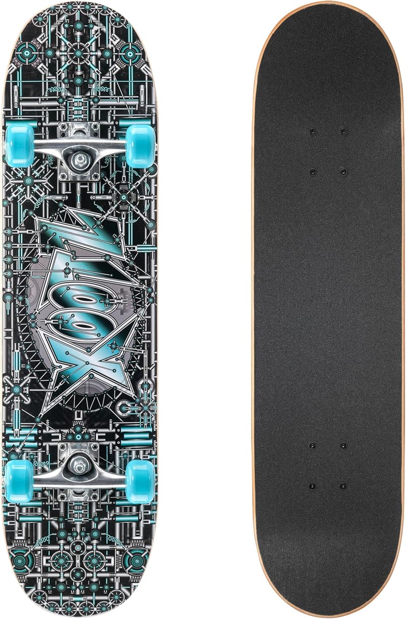 Xootz Kids Skateboard 31 inch Double Kick Maple Deck 9 Ply Trucks 5c
