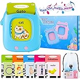 Toddler Toys Talking Flash Cards for 1 2 3 4 5 6 Year Old Boy Girl Birthday Gift, Montessori Educational Bilingual Spanish & English Learning Toy for Toddlers 1-3, Sensory Toys for Kids with Autism