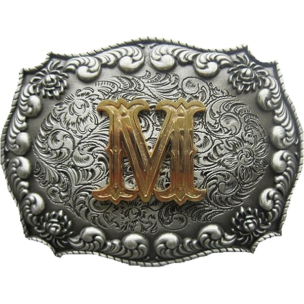 Grande Boucle De Ceinture Western – Initiale X – Couleur Or Et Argent – Taille 4
