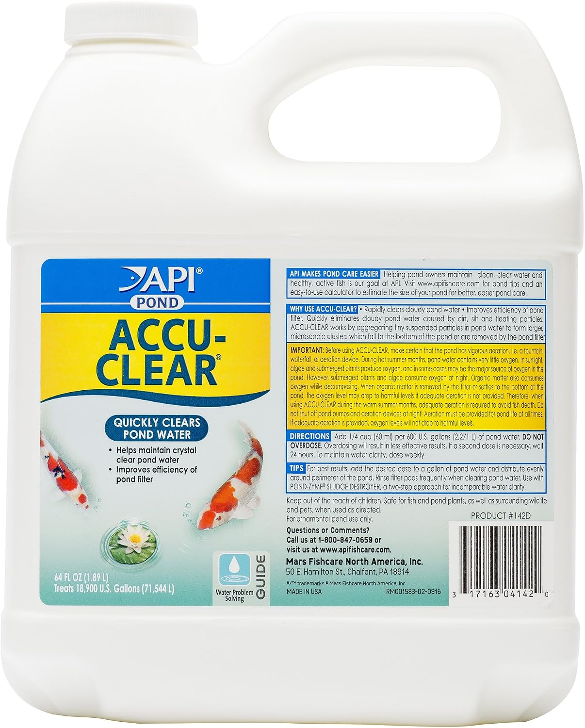thumbnail image 2 of API Pond Care AccuClear Water Clarifier – 1 Gallon (128 Oz) – Clears Murky Pond Water Fast, MPN 142C 2 of 4