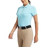FitsT4 Sports Equestrian Shirts for Women Short Sleeve UPF50+ Moisture Wicking Polo Shirts for Horse Riding Tops