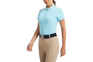 FitsT4 Sports Equestrian Shirts for Women Short Sleeve UPF50+ Moisture Wicking Polo Shirts for Horse Riding Tops