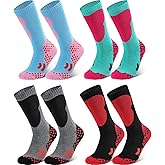 Geyoga Kids Ski Socks 4 Pairs Winter Warm Long Knee Snow Skiing Snowboard Skating Socks for Boy Girl Skiing Winter Activities(Vintage Color)