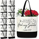 SilTriangle 20 Pcs Christian Gift Bible Tote Bags for Women Religious Bible Reusable Canvas Tote Bag for Valentine Gift (Classic)