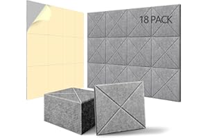 18 Pack Acoustic Panels with Self-Adhesive,12" X 12" X 0.4" Sound Proof Foam Panels, Decorative Soundproof Wall Panels, Sound