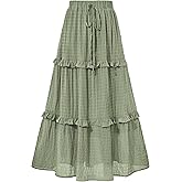 BTFBM Women's Long Summer Skirt 2026 Elegant High Waist Cocktail Party Wedding Guest Dress Flared A-Line Midi Skirts