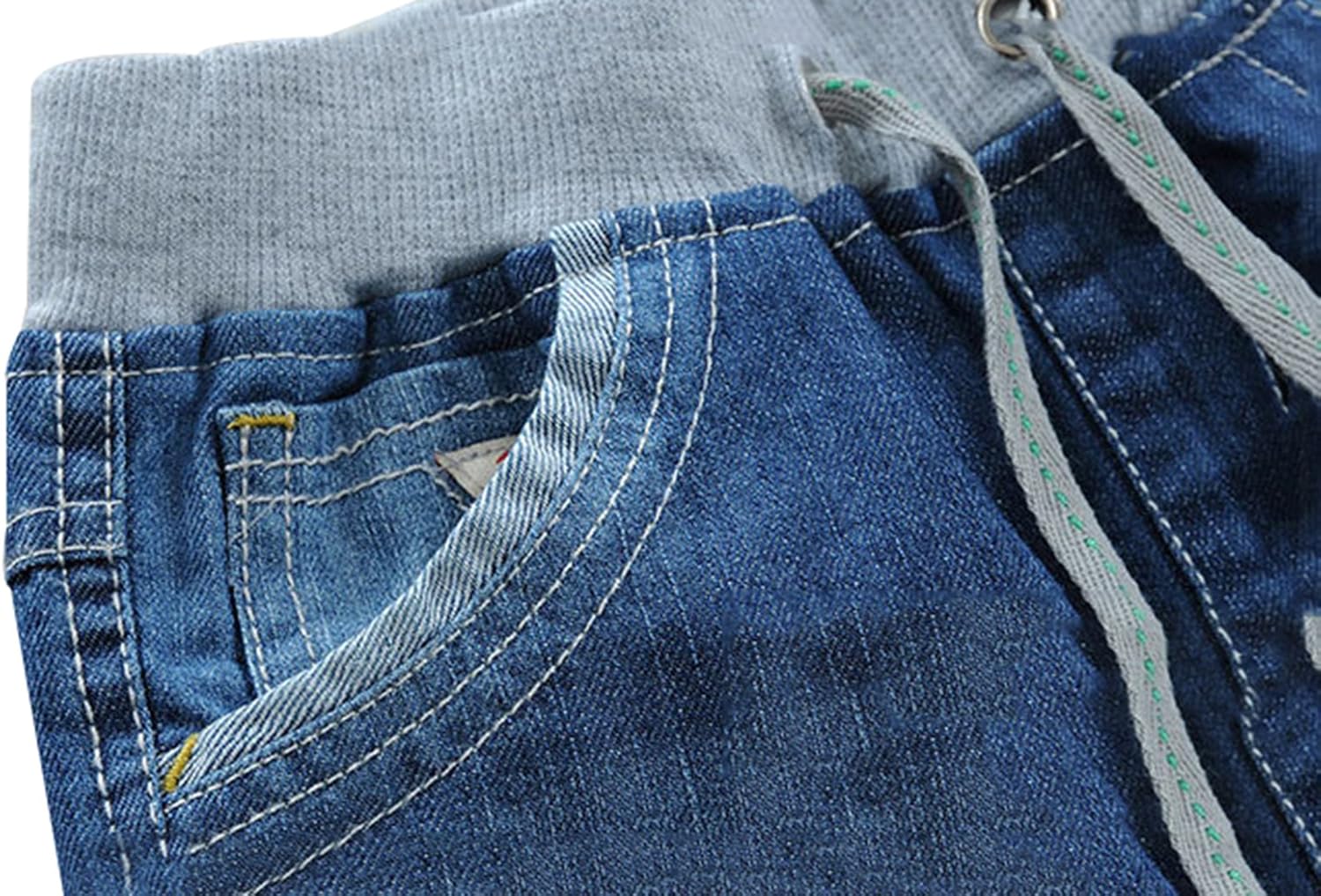 Toddler Kid Boy Elastic Mid Waist Washed Full Length Straight Pants Denim Jeans: Clothing
