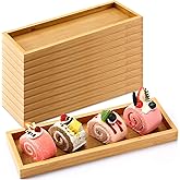 Bokon 10 Pcs Rectangle Wood Bamboo Tray Bamboo Serving Tray Wooden Serving Platter for Bathroom Counter Platter for Food Dinner Kitchen(Classic Style)