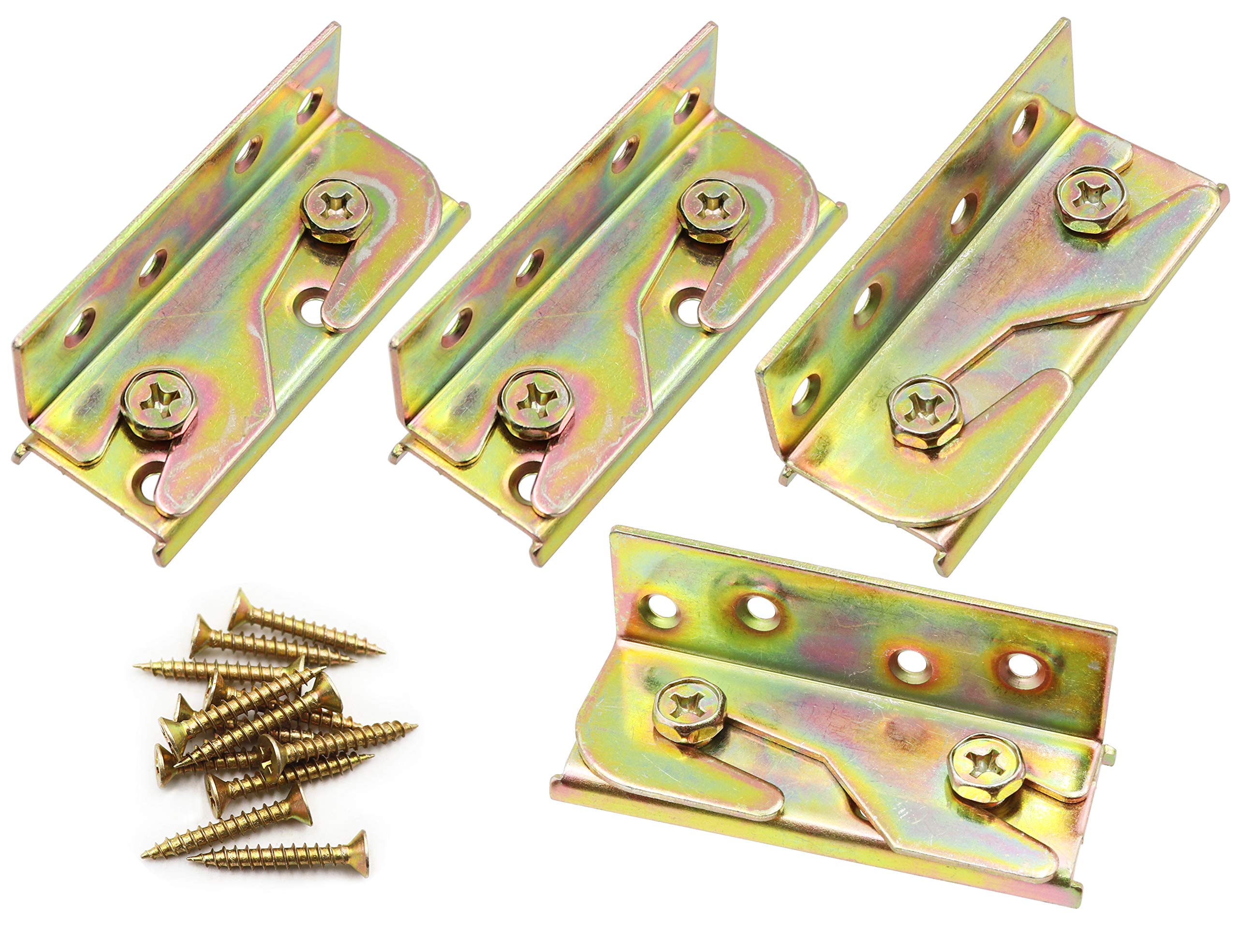 LBY Bed Rail Brackets, Heavy Duty Non-Mortise Bracket Fastener, Bed Rail Fittings,Installation Bracket Connector for Furniture Bed Wood, (a Set of 4 Pay),with Screws — image 1