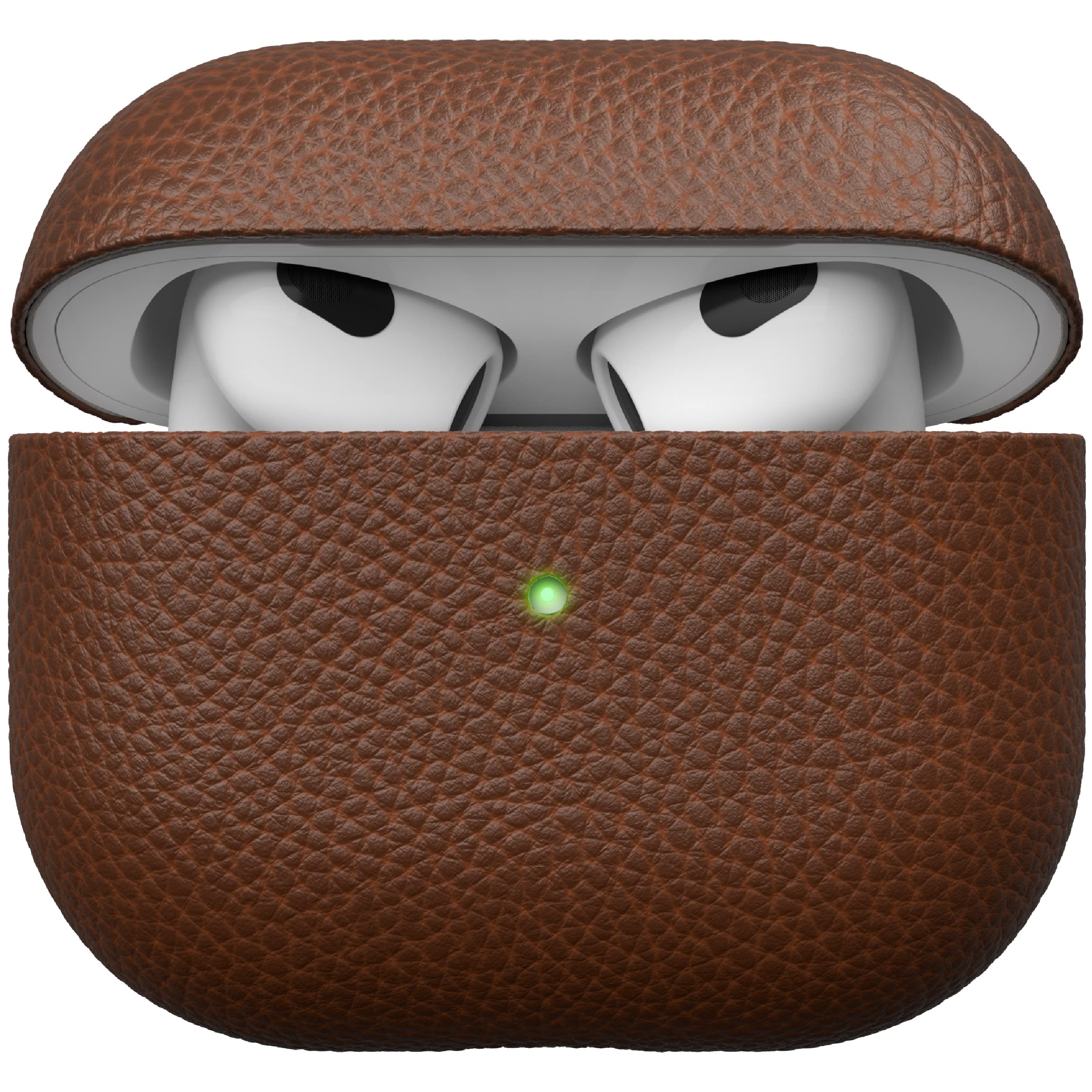 KeyBudz Artisan Leather Protective Case for Apple AirPods 3 Case, Case, Genuine Leather, Headphones Earphone Accessories, Brown