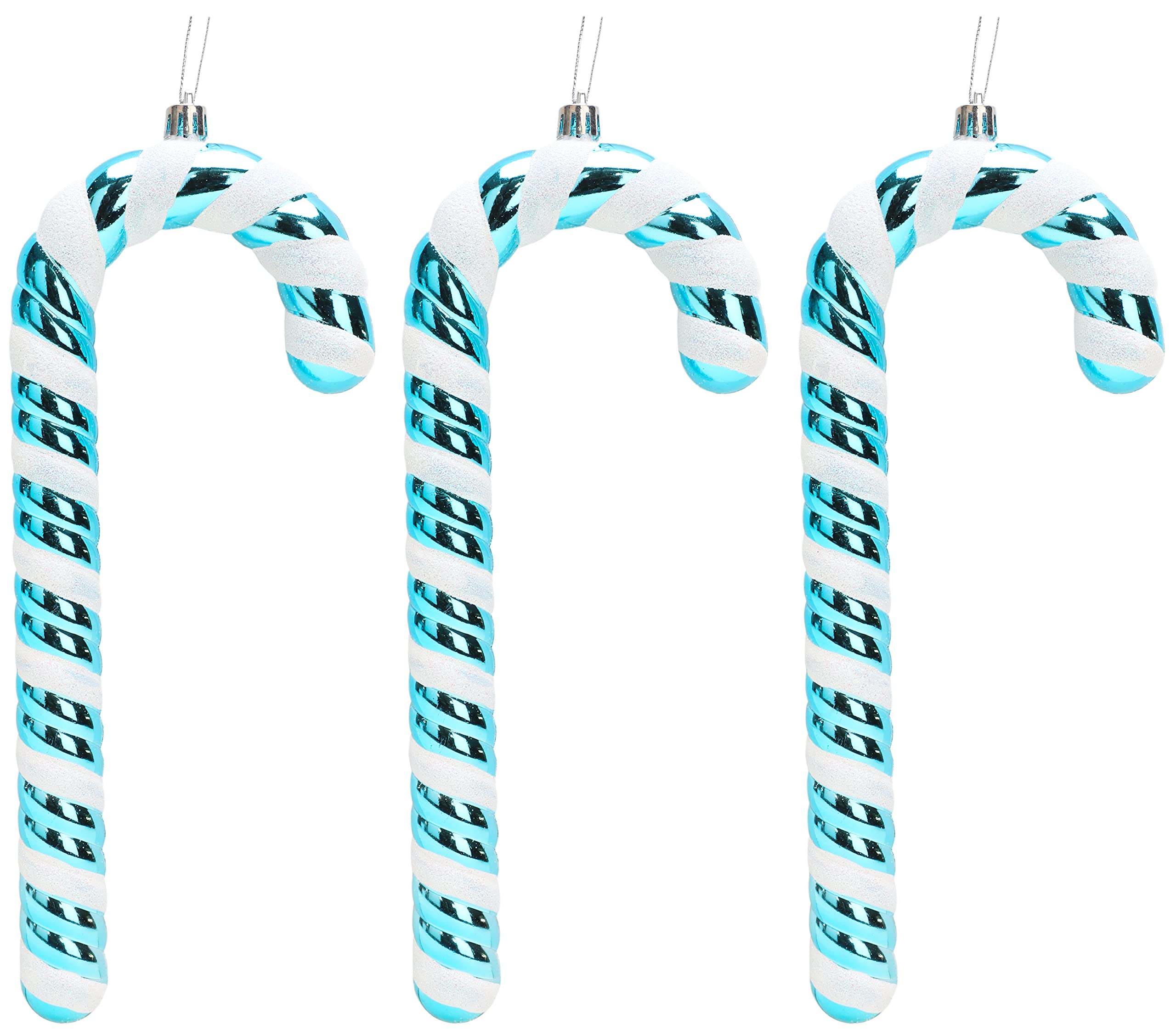 Christmas Concepts® Pack of 3–250mm (10") Extra Large Candy Cane Baubles – Shiny & Glitter Decorated – Christmas Decorations (Turquoise)