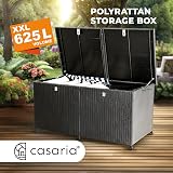 CASARIA XXL 625L PolyRattan Garden Storage Box with Wheels Lockable Automatic view 3