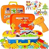 STEM Learning Toys, 2D 3D Building Toy 66 Patterns, Creative Electric DIY Drill Puzzle, Educational Construction Engineering