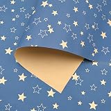 Topeedy 60cm x 15m Large Kraft Paper Roll With Star Blue Gift Wrapping view 2