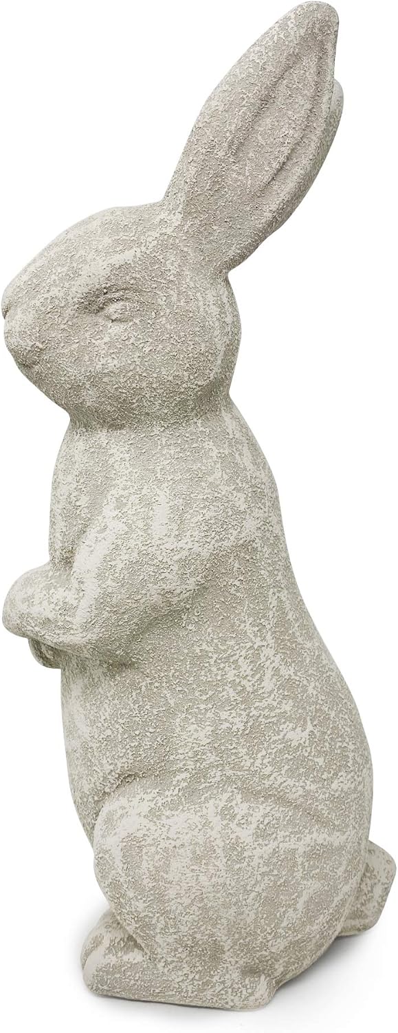 Elly Décor 14 Inch Tall Standing Sculpture for Your Patio & Yard, Outdoor Lawn décor, Cute Ceramic Figurine Garden Rabbit Bunny Statue, White Cantera : Garden & Outdoor