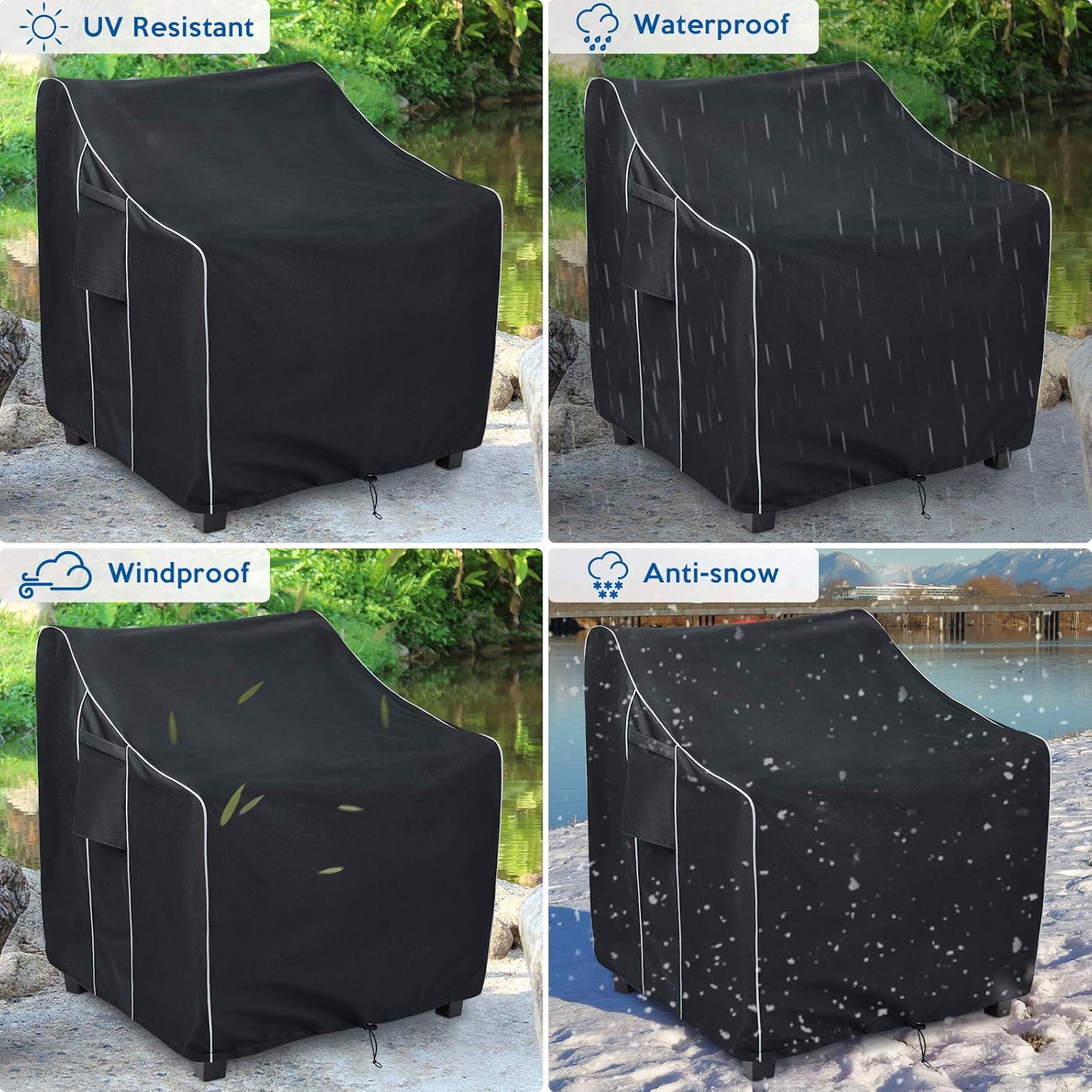 FORSPARK Patio Chair Covers Waterproof, Heavy Duty Outdoor Furniture Chair Covers, Fits up to 32 x 37 x 36 inches (W x D x H) 2 Pack: Kitchen & Dining
