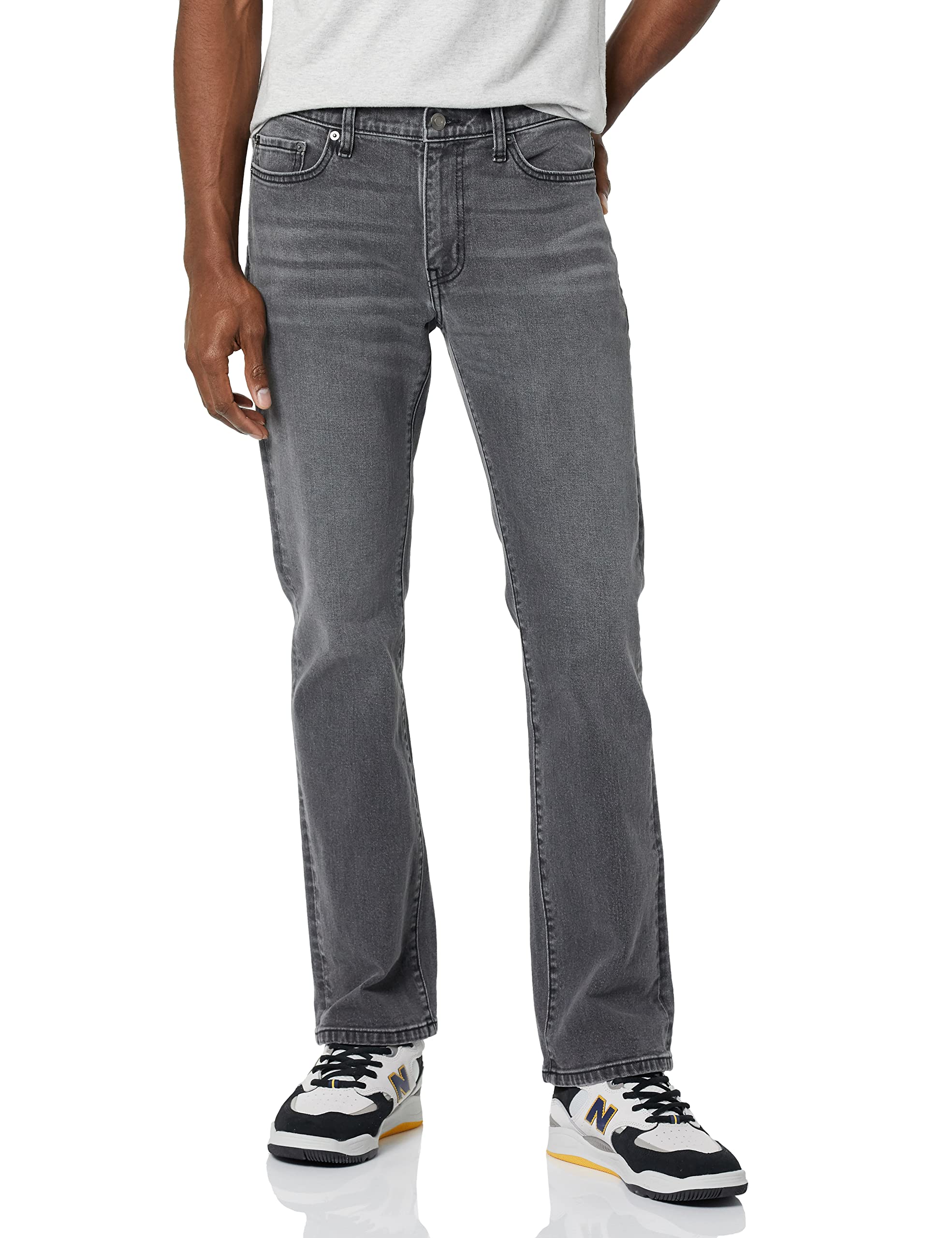 Photo 1 of Amazon Essentials Men's Jeans, Slim Fit Stretch, Bootcut - Discontinued Colors, Washed Grey, 31W x 30L