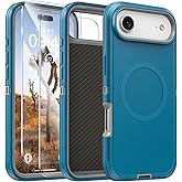 TUTUKII Compatible with iPhone Air & 17 Air Case with Screen Protector, Shockproof, Compatible with MagSafe, 3-Layer Drop Protection, Heavy Duty Magnetic Phone Case Cover,6.5", Blue/Gray