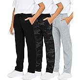 Real Essentials 3 Pack: Boys' Tech Fleece Open Bottom Sweatpants with Pockets (Size 6-24)