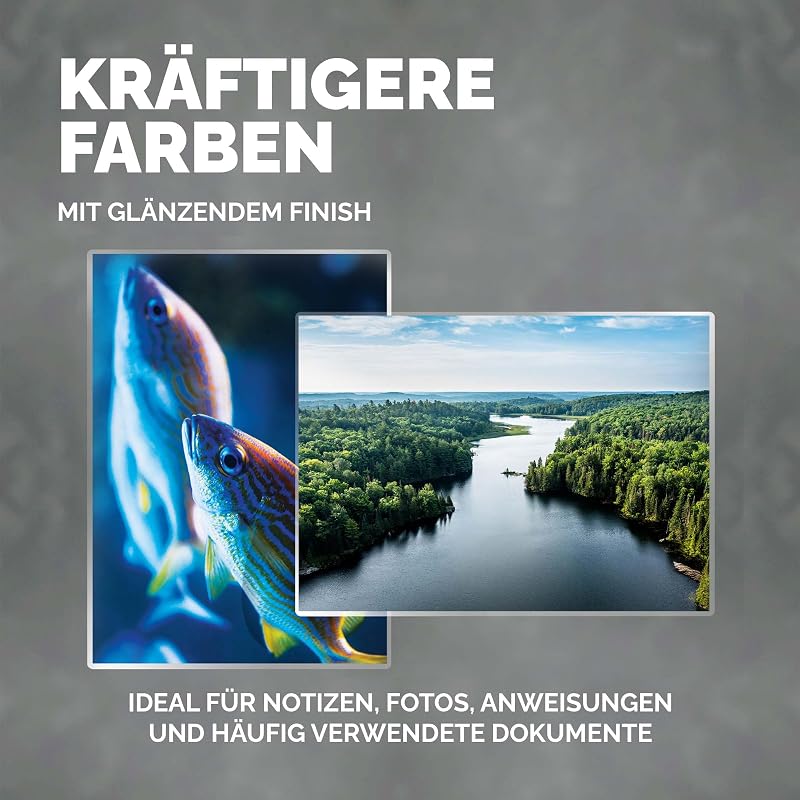 Apex A4 Laminierfolien, glänzende Oberfläche, 100 Blatt, Standard A4, Ideal für Fotos und Informationshinweise mit optimalem Kontrast