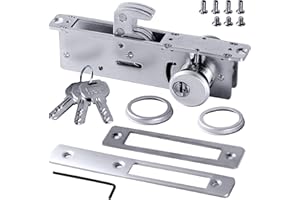 Upjia Flarish Mortise Lock Cylinder Deadbolt - Commercial Storefront Door Lock Mortise Deadbolt & Double Keyed Cylinder Set Deadbolt Lock 1-1/8" Backset Hook Tongue for Storefront Entry Doors