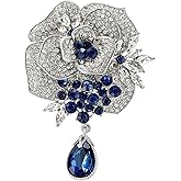 Vintage Botanical Flower Brooch for Women - An elegant crystal - inlaid metal pin accessory suitable for dresses, jackets, and scarves