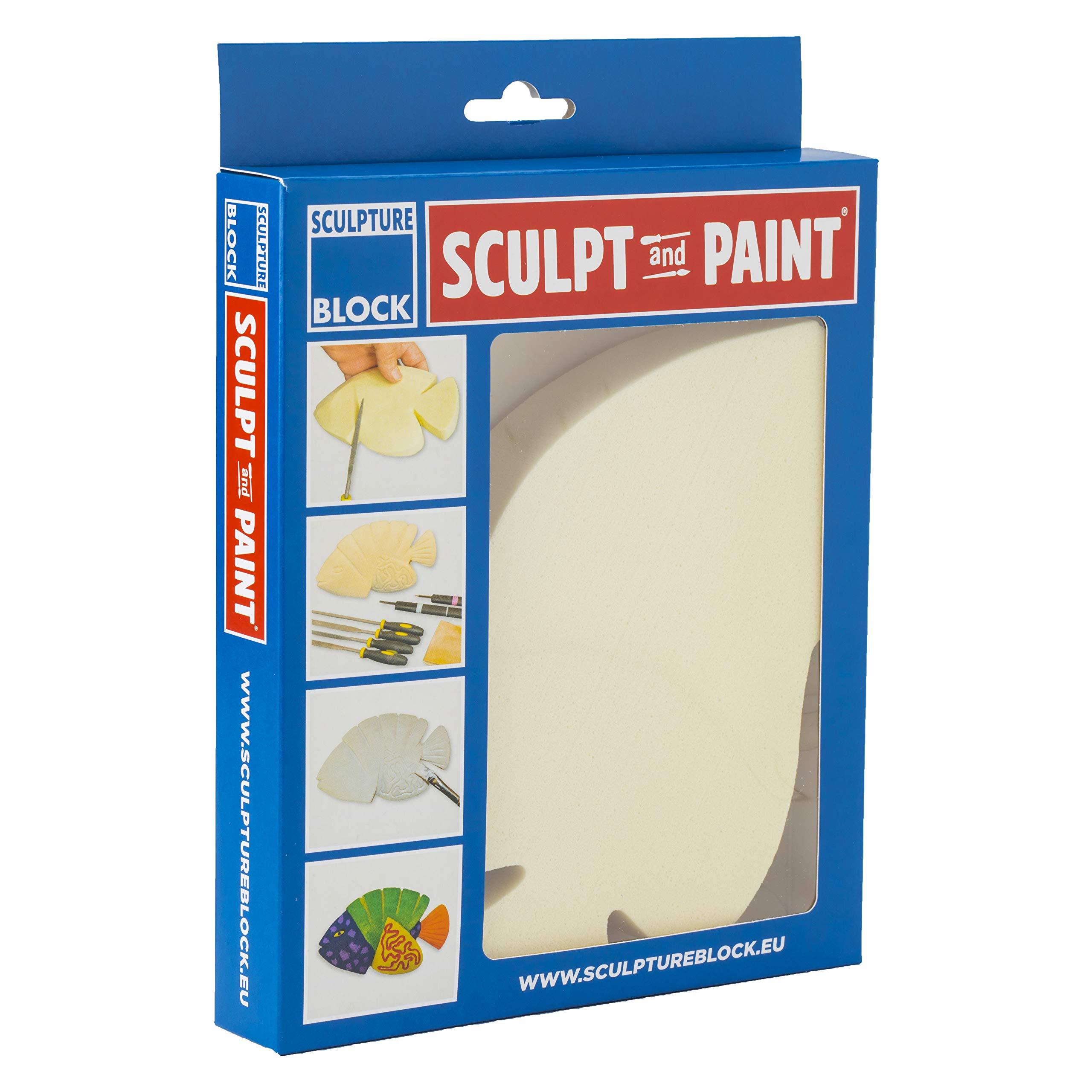 Sculpture Block SP 105, Hard Foam, White, 12 cm x 18.5 cm x 3 cm