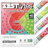 40 Sticks Low Sodium Sugar Free &amp; 0 Calorie Electrolyte Hydration Packets | Lightly Sweet Electrolyte Powder Drink Mix, Liquid Daily IV Flavors Raspberry, Watermelon, Green Grape, Strawberry