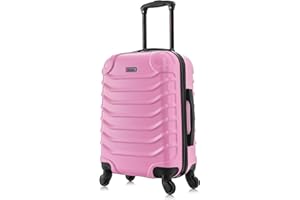 InUSA ENDURANCE Luggage with Spinner Wheels | Durable Lightweight Hardshell Suitcase, Spacious Travel Bag with Handle and Trolley | 20-Inch Carry On Small Luggage | Pink