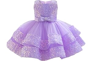Miipat Baby Girl Pageant Dress Sequins Princess Dress Toddler Flower Wedding Birthday Party Gown Dresses