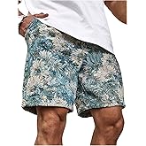 GORGLITTER Men's Floral Embroidery Drawstring Shorts Graphic Paisley Casual Gym Shorts