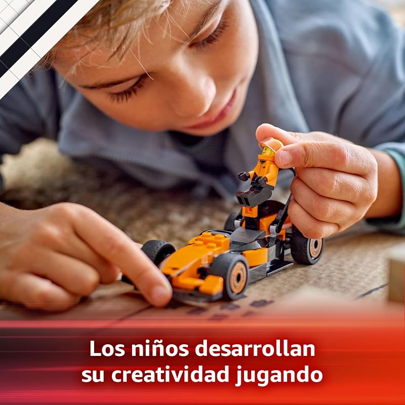 LEGO City F1 Driver com carro McLaren, brinquedo de construção com mini veículo de Fórmula 1 e minifigura para jogos de corrida, presente de aniversário para meninos e meninas de 6 anos e mais velhos 60442
