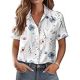 Zeagoo Womens Button Down Shirt Bust Pocket Short Sleeve Blouses Business Casual Work Tops Summer Outfits