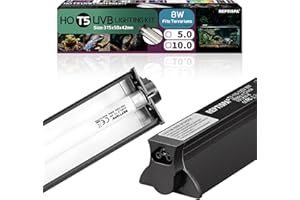 REPTISPA T5 HO UVB Lighting Combo Kit, 8W Reptile Light Fixture with Fluorescent Light Bulbs, Tropical 5.0 UVB Light for Reptiles and Amphibians, Basking Light for Bearded Dragon, High Output Natural Light