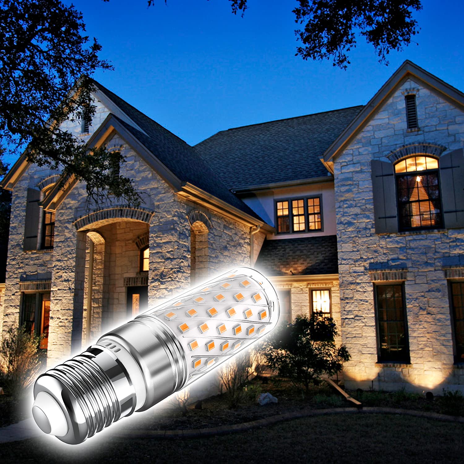 RuLEDne E27 LED Lampen Warmweiß 7W Mais Birne Lampen 2700K, Edison Schraube E27 LED Energiesparlampe Birnen Ersetzt 60W-80W Glühlampe 5 Pack 6