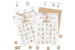 FAHDATZH Baby Shower Games Bingo Cards, Bear Theme Bingo Game, Shower Game for Family Friends Large Multiplayer Group Activities, Bear Party Birthday Favors Gifts -14